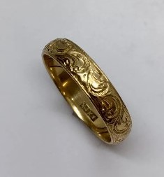 14K gold antique band. Nobel Antique jewelry Store, Santa Monica. Made in America.